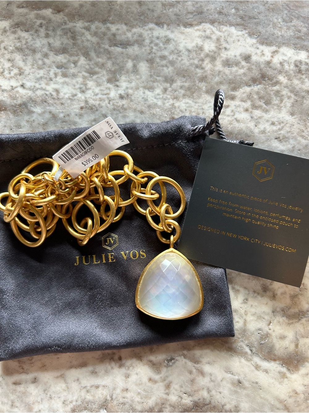 NWT Authentic Julie Vos Aquitaine Statement Necklace w/Iridescent Clear Crystal